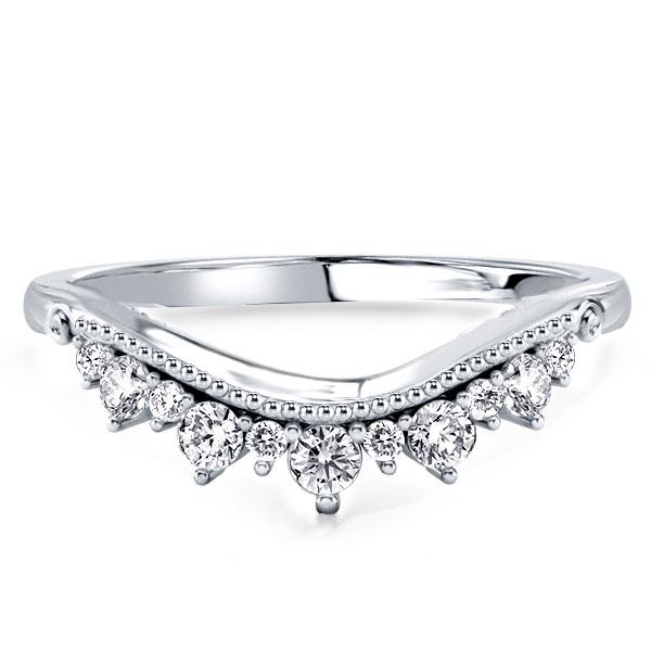 

Italo Milgrain Chevron Wedding Band For Women, White