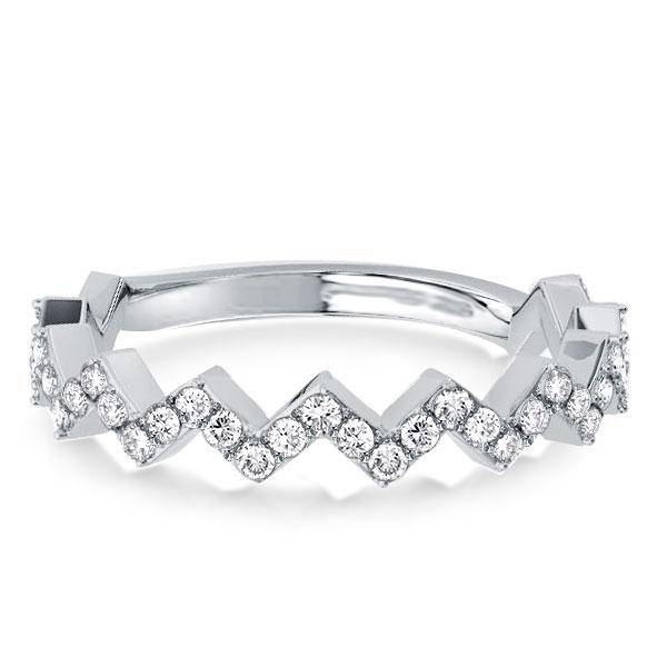 

Zigzag Design Half Eternity Silver Wedding Band, White