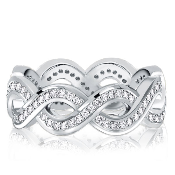 

Eternity Baroque Braid Design Channel Round Cut Wedding Band, White