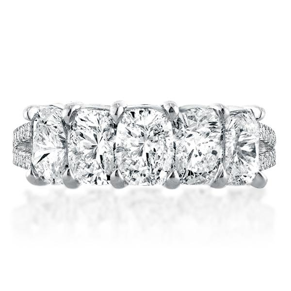 

Split Shank Five Stone Oval Cut Wedding Band, White