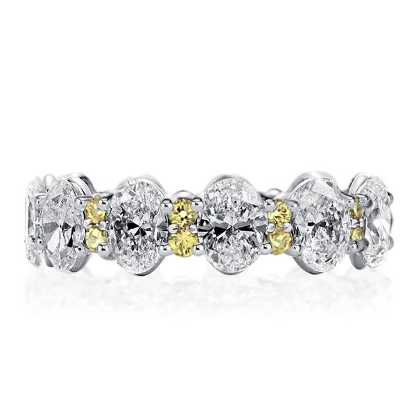 

Yellow Eternity Oval Cut Wedding Band, White