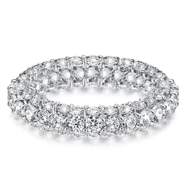 

Three Row Eternity Round Cut Wedding Band, White