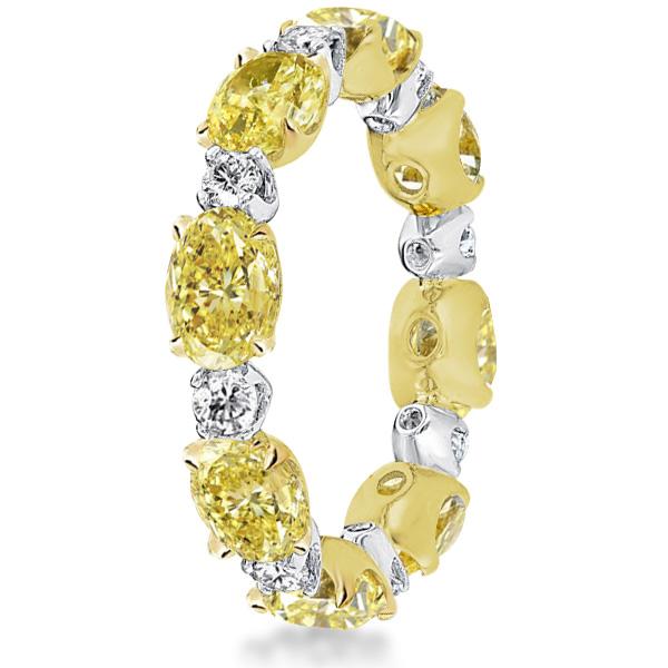 

Oval Yellow and Round Colorless Eternity Band, White