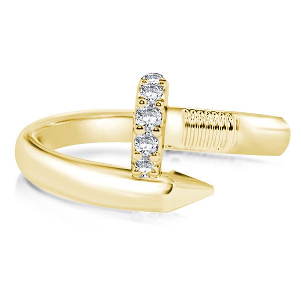

Golden Nail Design Round Cut Wedding Band, White