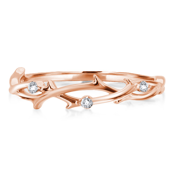 

Rose Gold Braided Twig Wedding Band, White