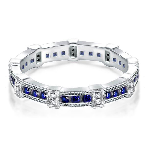 

Eternity Bezel Set Blue & White Wedding Band