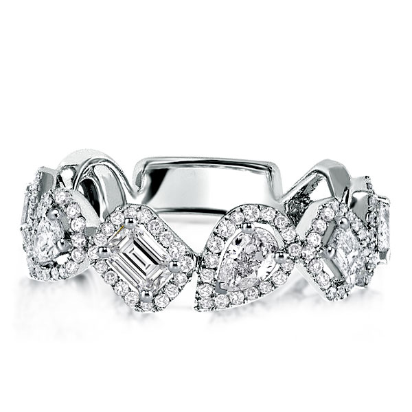 

Halo Pear & Emerald Wedding Band, White