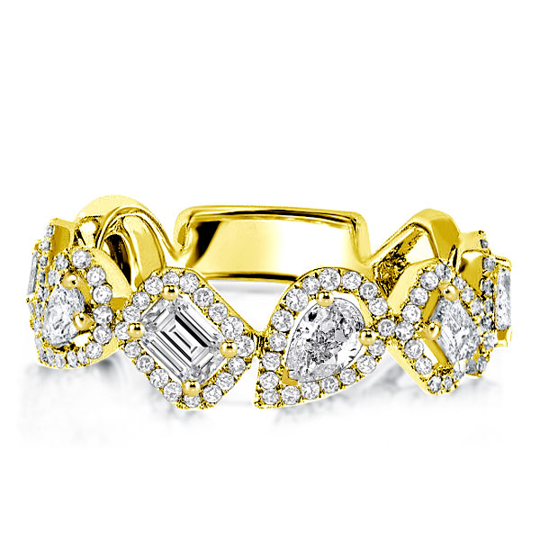 

Golden Halo Pear & Emerald Wedding Band, White