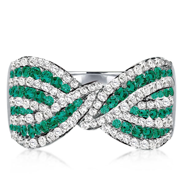 

White & Green Bowknot Design Wedding Band