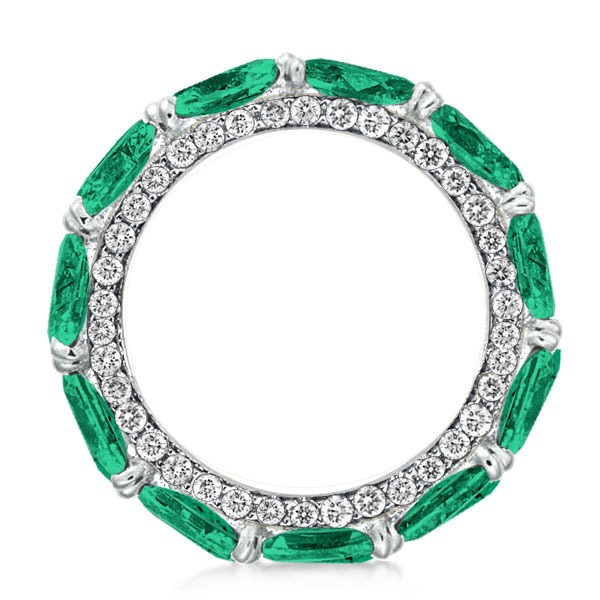 

Eternity Pear Cut Green Wedding Band, White