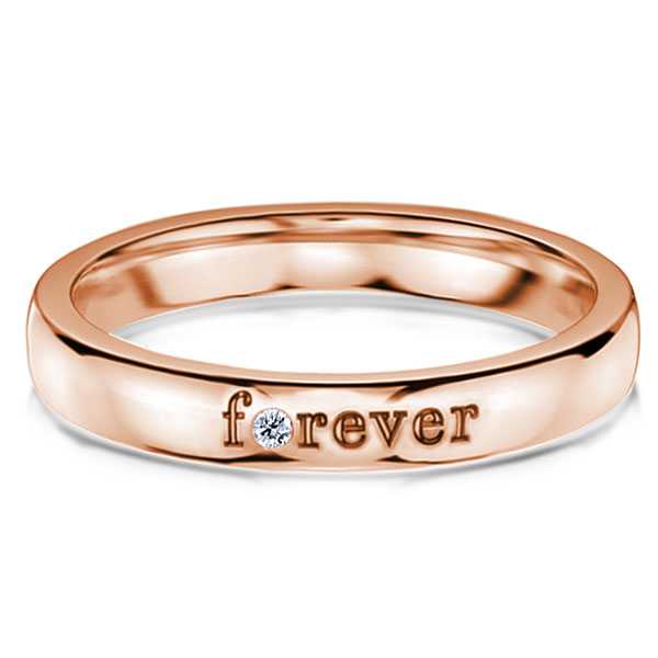 

Rose Gold Round Cut Forever Wedding Band, White
