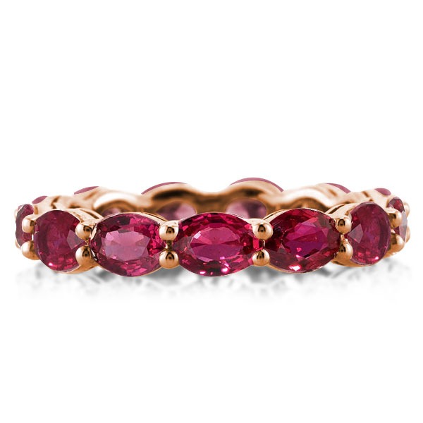 

Eternity Rose Gold Ruby Oval Wedding Band, White