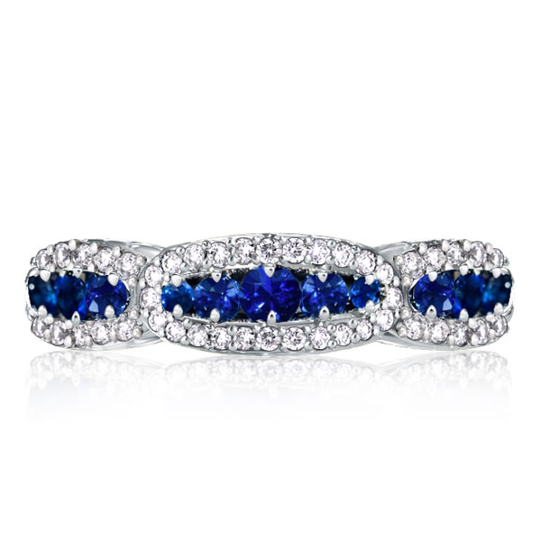 

White & Blue Created Sapphire Wedding Band