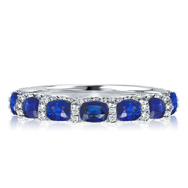 Halo Blue Cushion Cut Wedding Band от Italojewerly WW