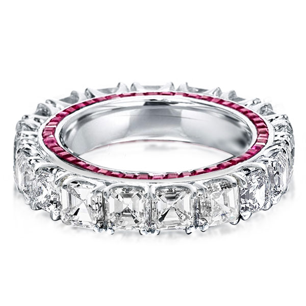 

Eternity Asscher Cut White Sapphire Wedding Band