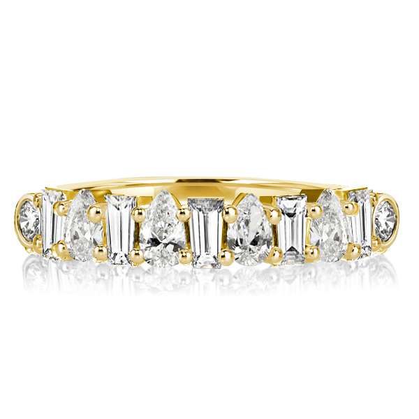 

Half Eternity Baguette & Pear Cut Wedding Band, White