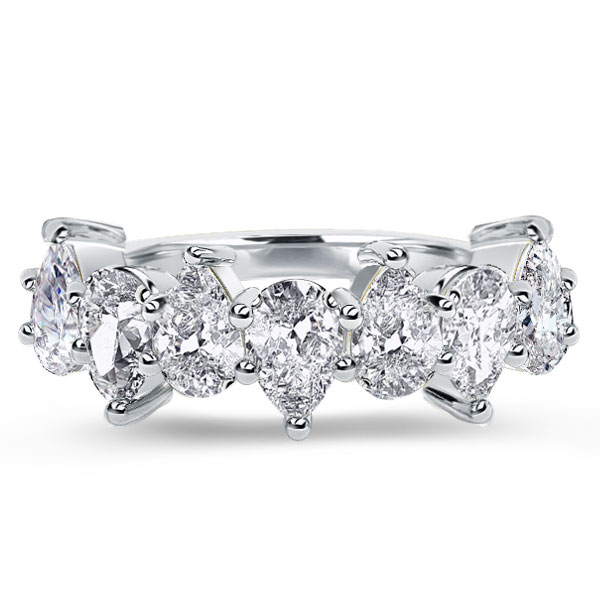 

Offset Pear Cut Wedding Band, White