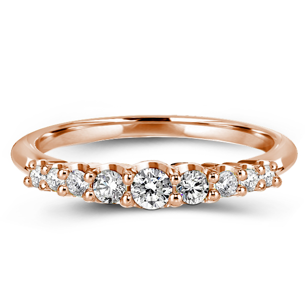 

Dainty Rose Gold Round Cut Wedding Band, White