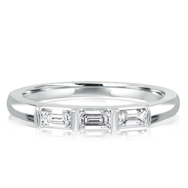 

Bar-set Baguette Wedding Band, White
