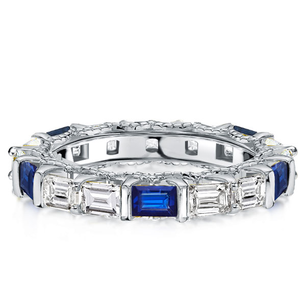 

Milgrain Blue & White Sapphire Eternity Wedding Band