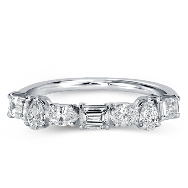 

Mixed Shape Half Eternity Wedding Band, White