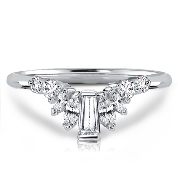 

Mixed Shape Chevron Wedding Band, White