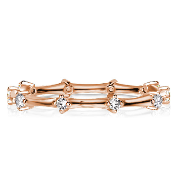 

Rose Gold Dainty Eternity Wedding Band, White