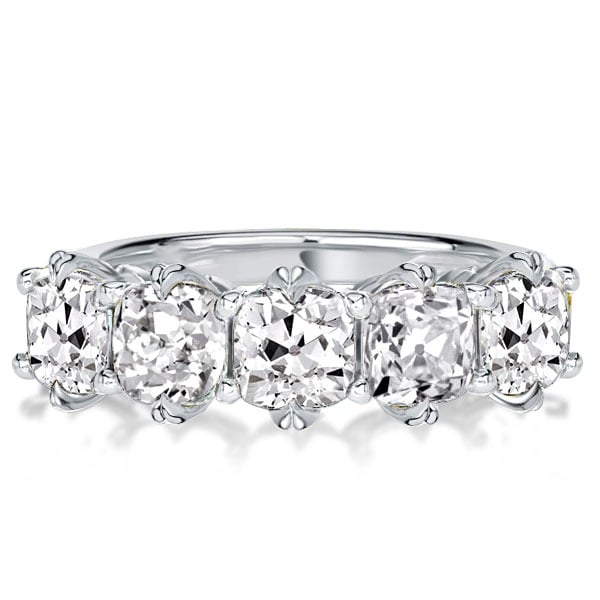 

Five Stone Cushion Cut Wedding Band, White