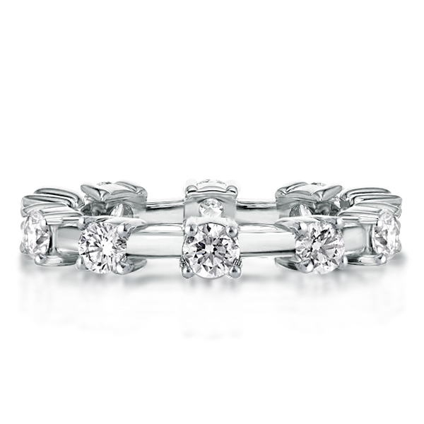 

Unique Round Cut Eternity Wedding Band, White