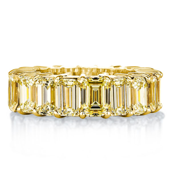 

Golden Emerald Yellow Topaz Eternity Wedding Band, White