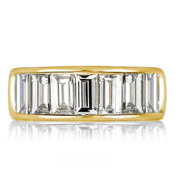 

Golden Baguette Channel Setting Wedding Band, White