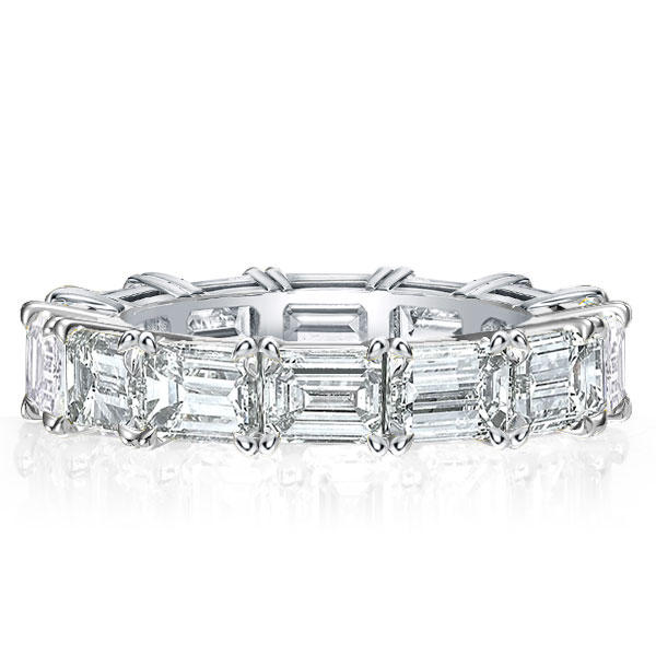 East West Baguette Eternity Wedding Band, White