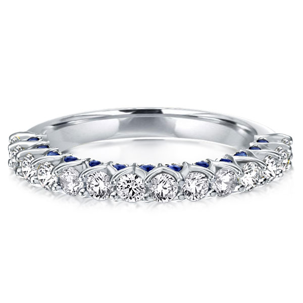 

Half Eternity Hidden Sapphire Wedding Band, White