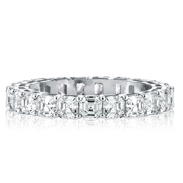 

3mm Asscher Cut Eternity Wedding Band For Women In Silver, White