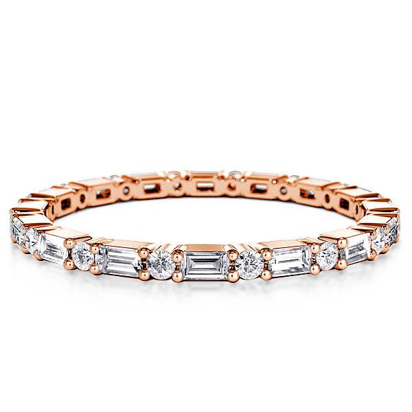 

Rose Gold Eternity Thin Classic Wedding Band, White