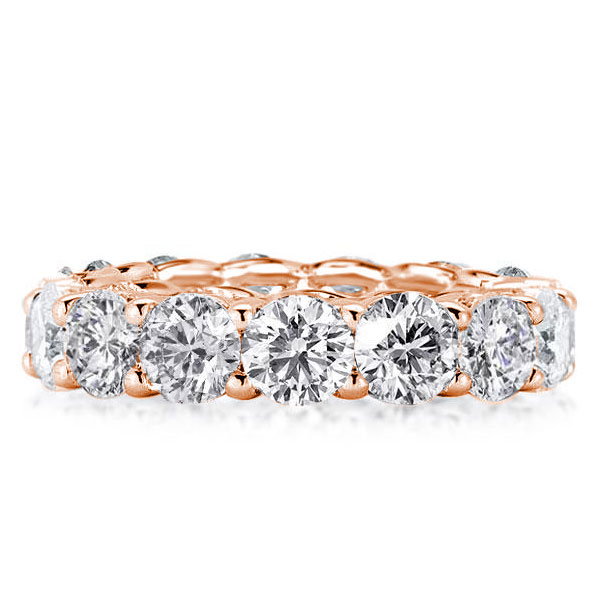 

Rose Gold U-prong Eternity Wedding Band, White