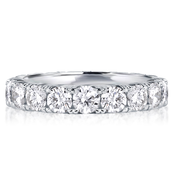 

Round Cut French Setting Eternity Band For Women, White