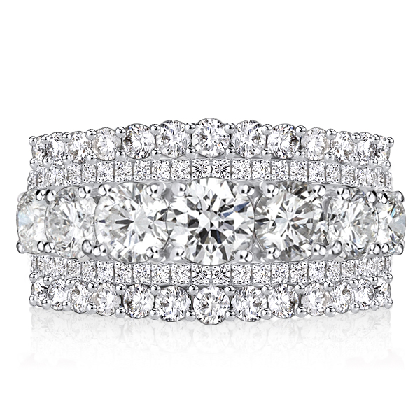 

Italo Multi Row Half Eternity Wedding Band Anniversary Ring, White