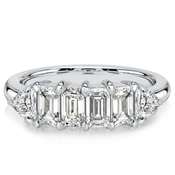

Emerald & Trillion Cut Half Eternity Wedding Band For Women, White