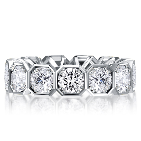 

Italo Unique Round Cut White Sapphire Half Eternity Band