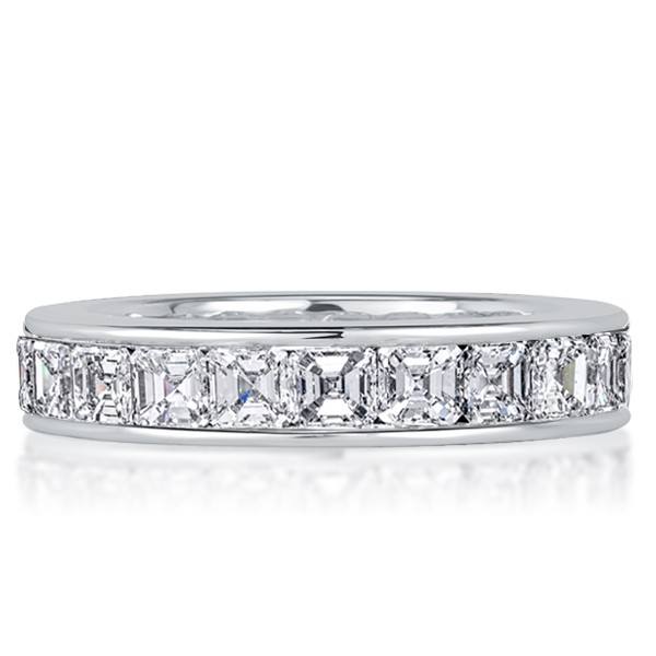 

Asscher Cut White Sapphire Eternity Wedding Band For Women