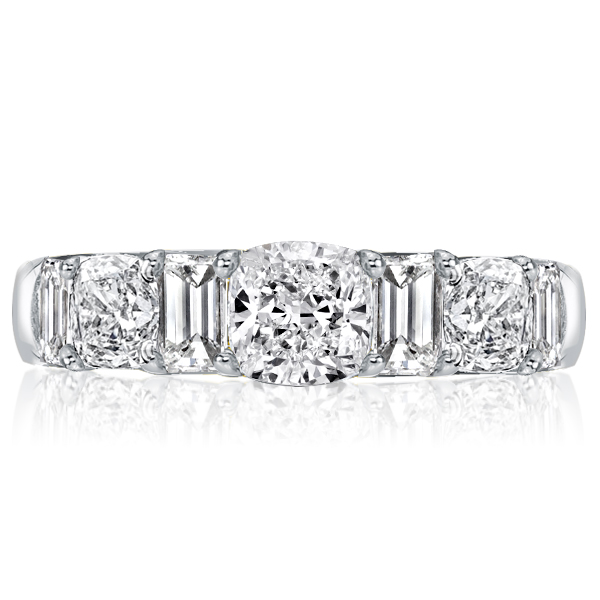 

Italo Cushion & Emerald Cut Half Eternity Engagement Ring, White