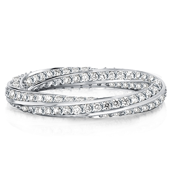 

Italo Created White Sapphire Eternity Band For Women Twisted Band Travel Ring
