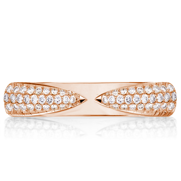

Italo Rose Gold Ring Pave Setting Open Wedding Band For Women, White
