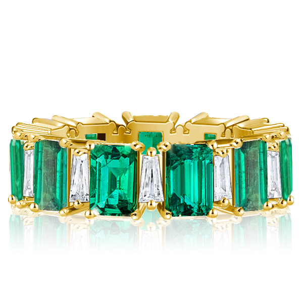 

Italo Alternating Emerald & White Cut Eternity Wedding Band