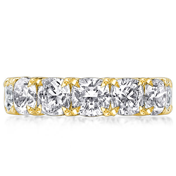 

Italo Golden Cushion Cut Eternity Wedding Band Promise Ring, White