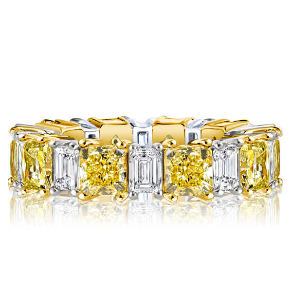 

Two Tone Radiant Cut Yellow & White Sapphire Wedding Band