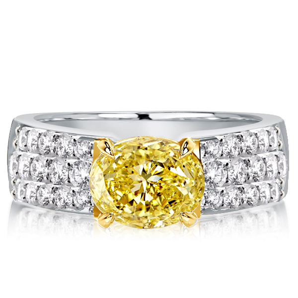 

Italo Two Tone Oval Cut Yellow Topaz Engagement Ring, White