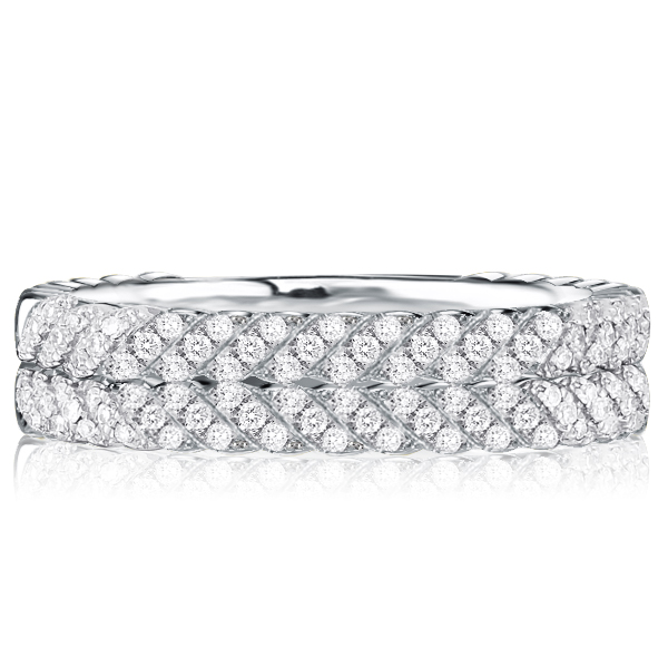 

Italo Double Row Round Cut Half Eternity Wedding Band, White