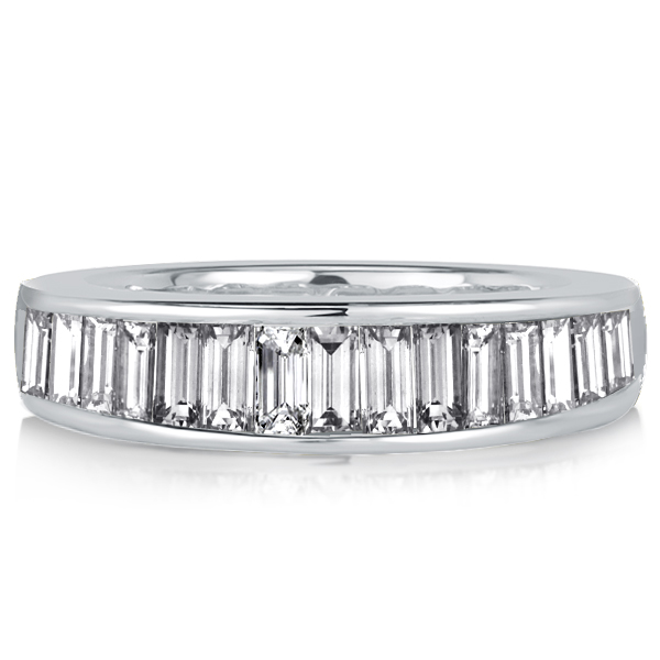 

Italo Baguette Cut White Sapphire Half Eternity Wedding Band